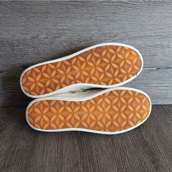 LL Bean Women's Cream Leather Slip On Comfort Loafer Boat Shoes Size 9M - Picture 8 of 11